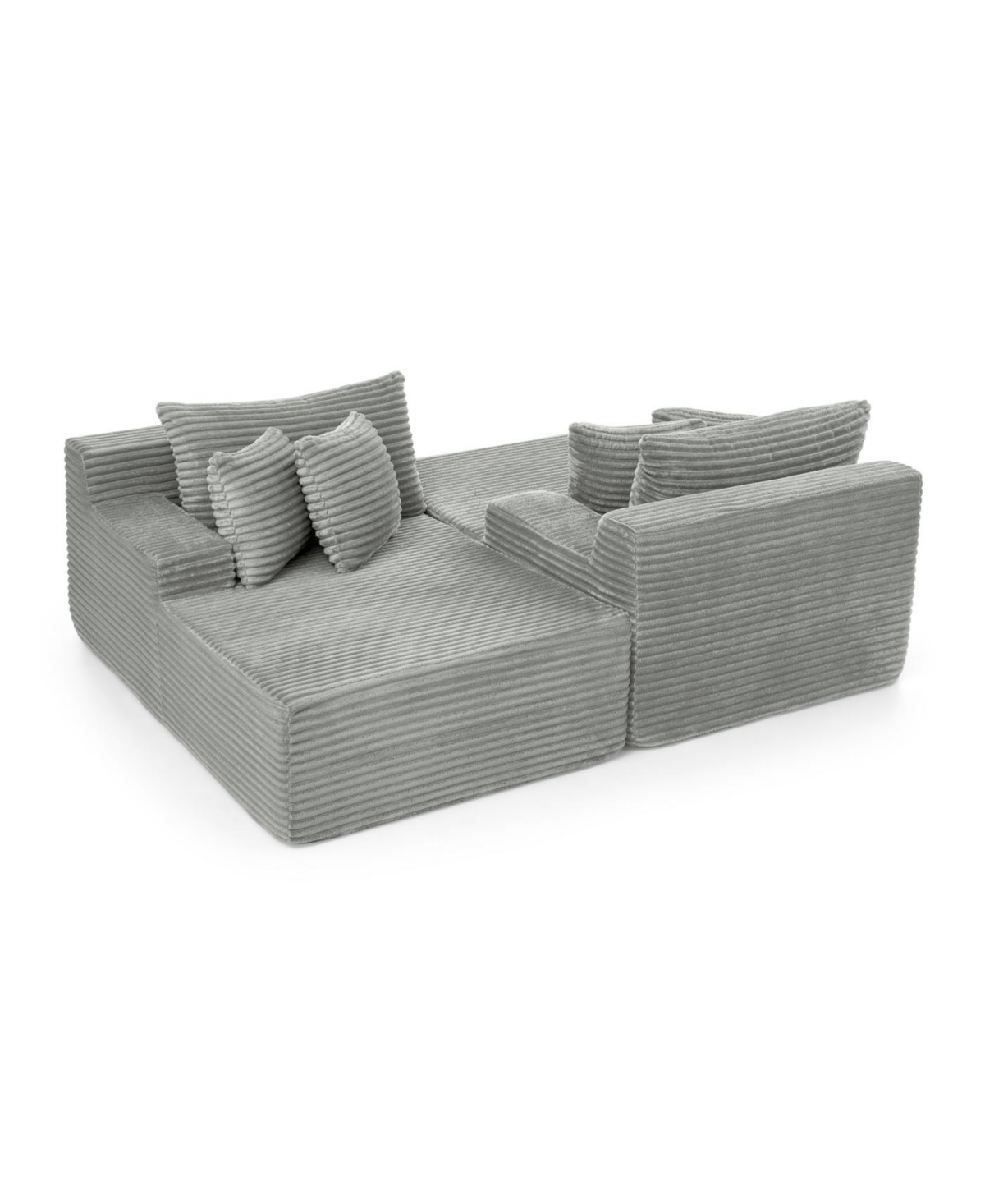 Streamdale Furniture Gray two-seater lazy sofa lounge chair, velvet fabric, no assembly required.