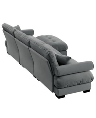 Super Comfort Oversized Modular Velvet Sectional Sofa Couch with Ottoman, Grey