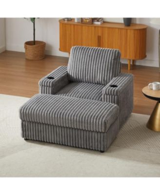 42.5" Corduroy Single Recliner with Pillow, Cup Holder, Storage Footrest