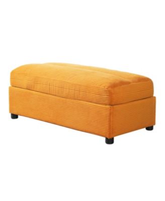 Oversized Corduroy Chaise Lounge with Storage Ottoman, Cup Holders & USB