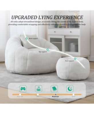 Modern Bean Bag Chair with Ottoman for Adults