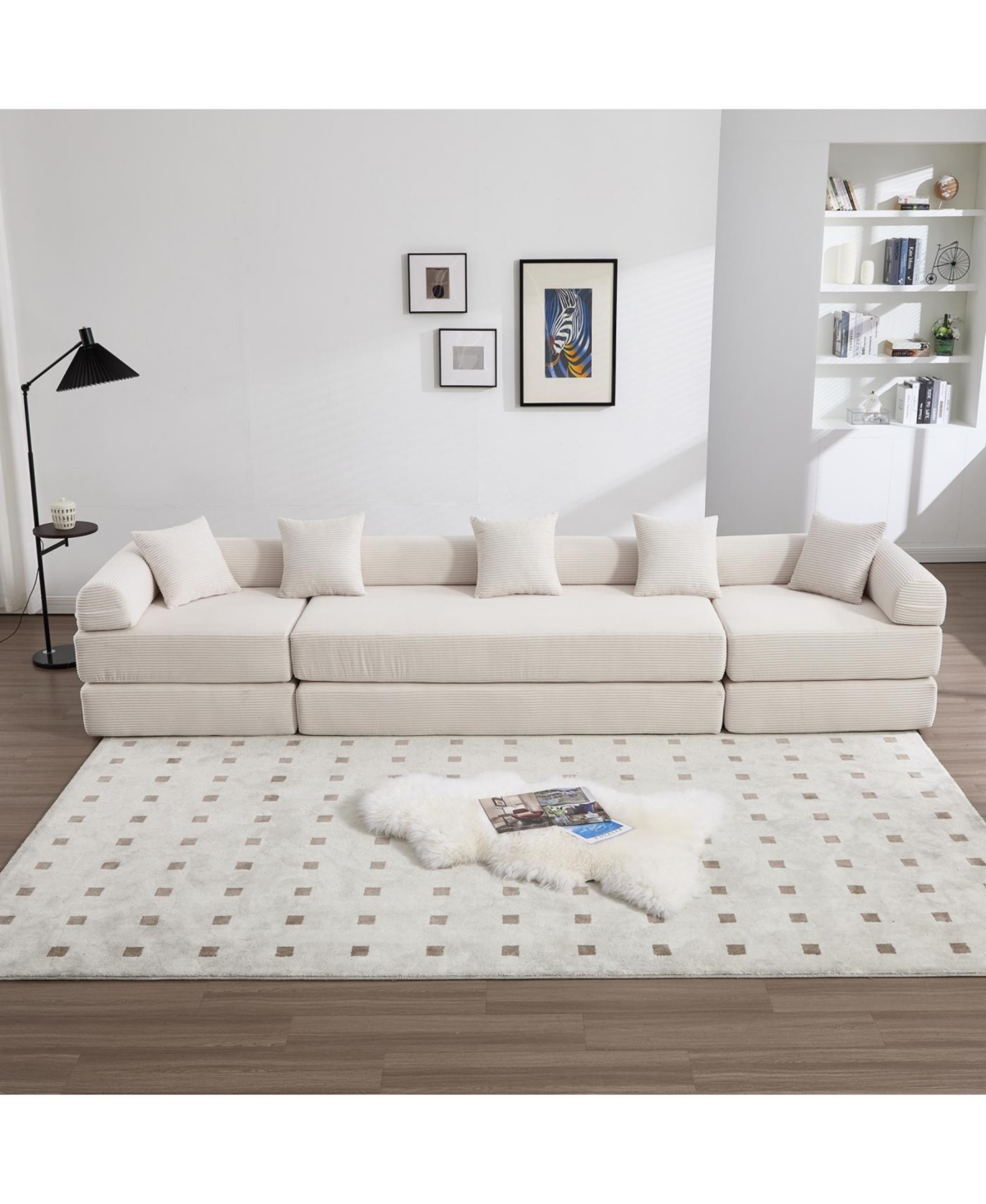 Streamdale FurnitureConvertible Folding Sofa Bed with Pillow Back Handrail and Memory Foam Mattress