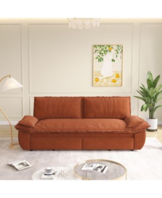 Orange 73.2" Queen Pull Out Sofa Bed, 3-in-1 Convertible Sleeper
