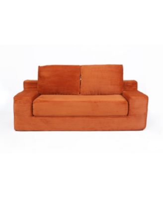 Streamdale Loveseat Sofa, Comfortable Deep Seat Sofa Bed, Modern Small Corduroy Couch, Orange