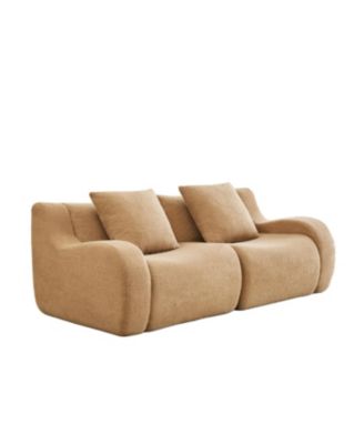 Soft Teddy Fabric Boneless Sofa, No Assembly, Anti-Slip, Camel