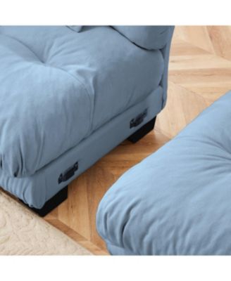 Cloud Couch Chenille Blue Sectional Sofa with Ottoman and Pillows