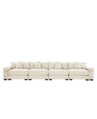 Streamdale Oversized Cloud Modular Sectional Couch, Premium Corduroy 3-Seater, 12 Pillows, Cream