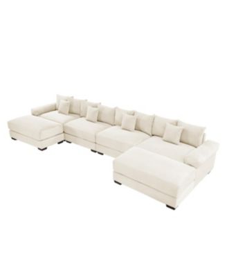 Oversized Cloud Modular U-Shape Sectional Couch with Ottoman, Cream