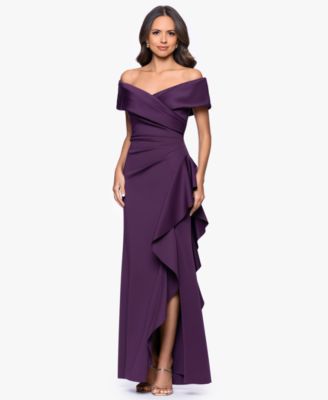 Petite Off-The-Shoulder Ruffle Detail Gown