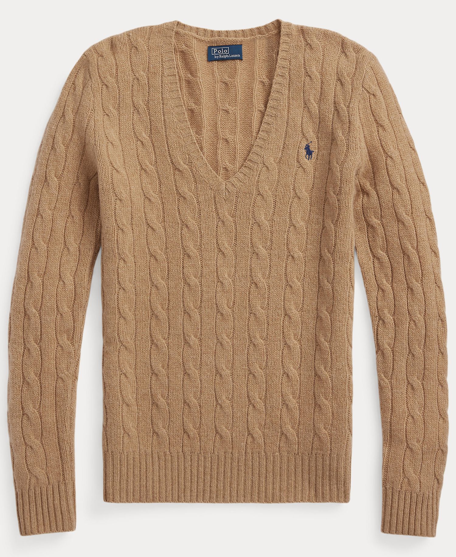 Women's Cable Wool-Cashmere V-Neck Sweater