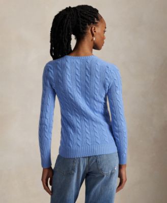 Women's Cable Wool-Cashmere V-neck Sweater