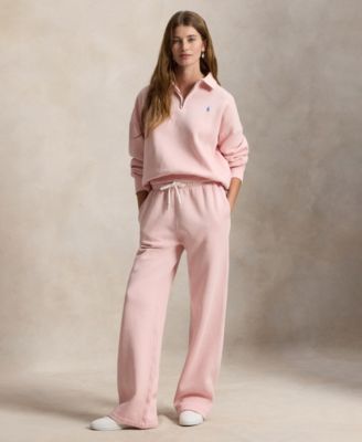 Women's Drawstring Fleece Wide-Leg Sweatpant