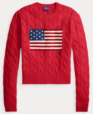 Women's Flag Cable-Knit Cropped Sweater