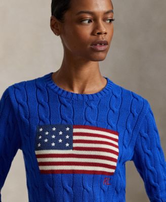 Women's Flag Cable-Knit Cropped Sweater