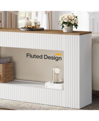Modern Console Table, 55-Inch Wood Entryway Table with Storage, White