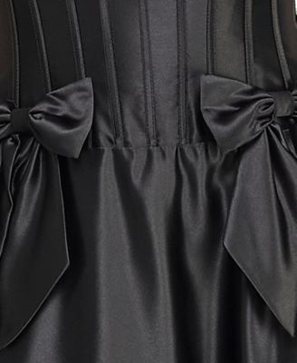 Juniors' Bow Detail Strapless Gown