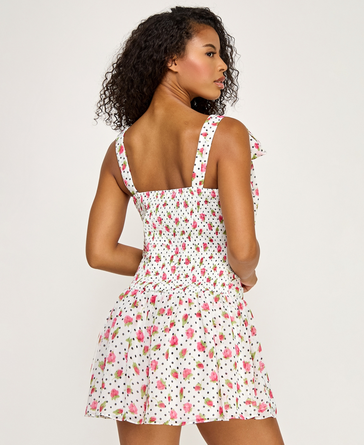 Seni & Cade Juniors' Floral Polka Dot Short Dress