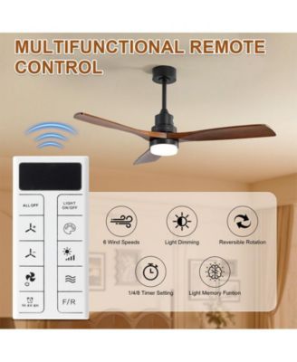 52-Inch Modern Black 3-Blade Ceiling Fan with Light, Remote Control & Mobile Device Connectivity
