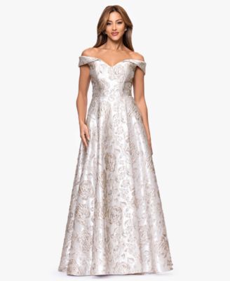 Petite Brocade Sweetheart Off-The-Shoulder Long Gown