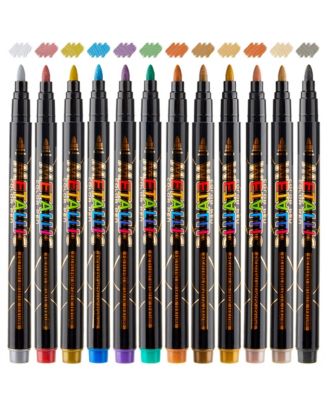 8 Colors Metal Markers Set, Paint Markers, Quick-Drying and Waterproof for Coloring, Drawing, Sketching, Card Making and Illustration