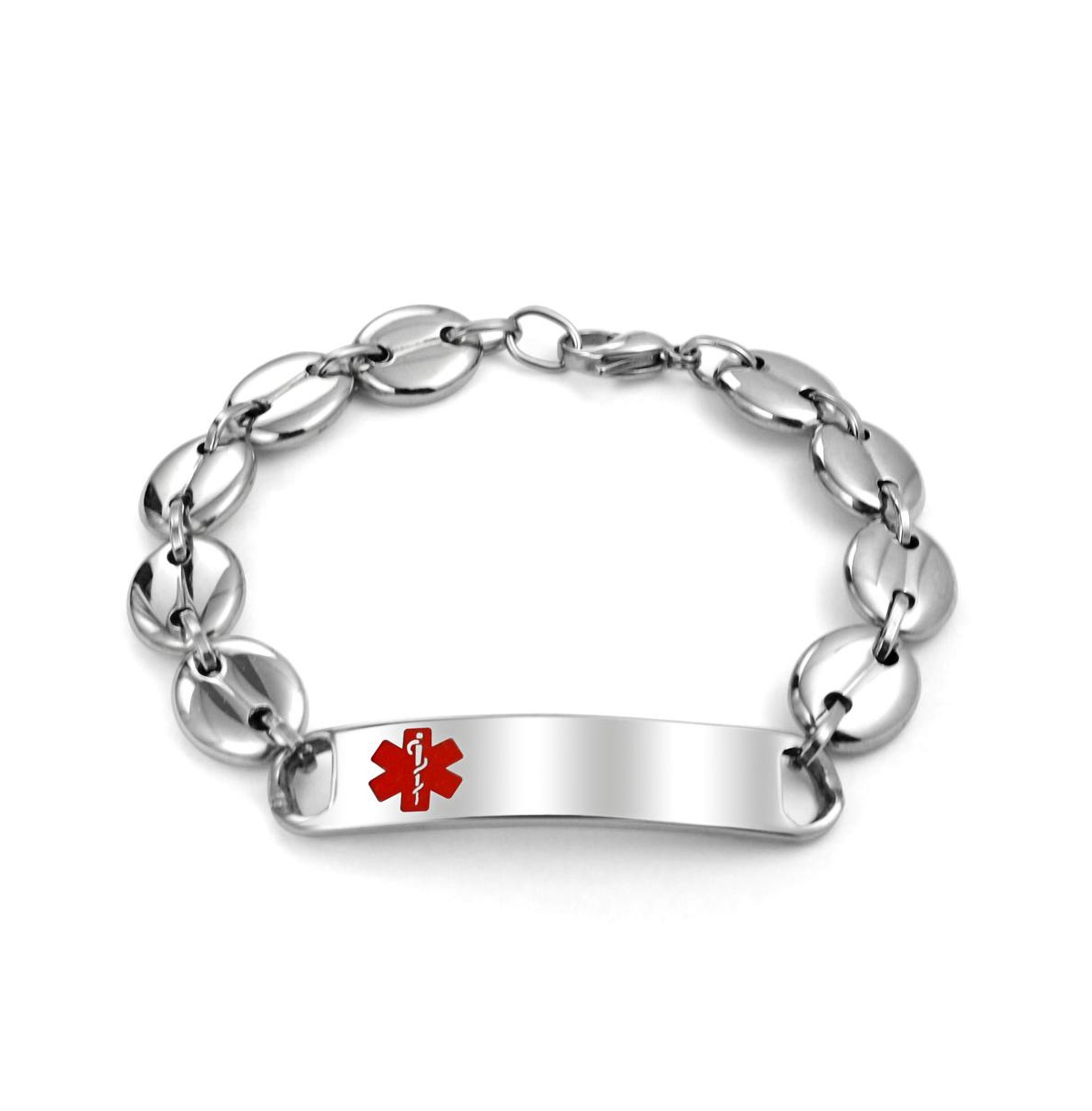 Bling Jewelry Set of 2 Medical Id Tag Bracelet Mariner Chain Stainless Steel 7 Inch