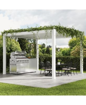 43" 6-Burner Gas Grill Outdoor Kitchen with Rotisserie, Granite & Storage