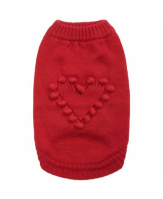 Pom-Pom Heart Dog Sweater