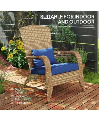 Patio Wicker Adirondack Chair with Soft Cushions, Dark