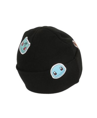 Men's Printed Character Patches Black Cuff Beanie