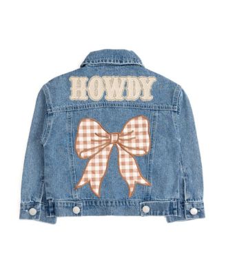 Toddler Girls Howdy Gingham Bow Patch Denim Jacket