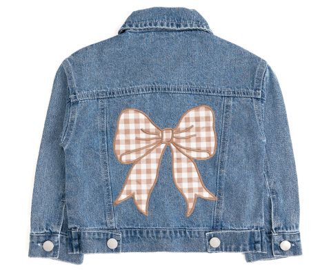 Куртка Sweet Wink Gingham Bow Patch Denim для девочек-малышей, цвет: Джинсовый