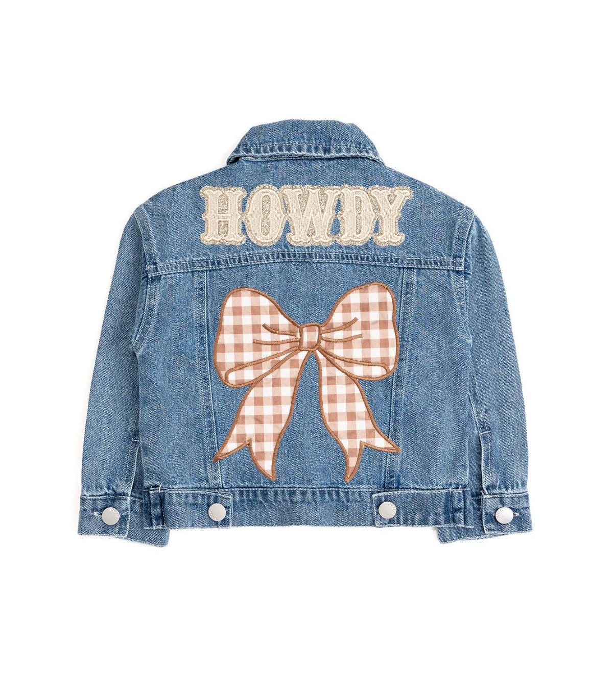 Sweet Wink Toddler Girls Howdy Gingham Bow Patch Denim Jacket