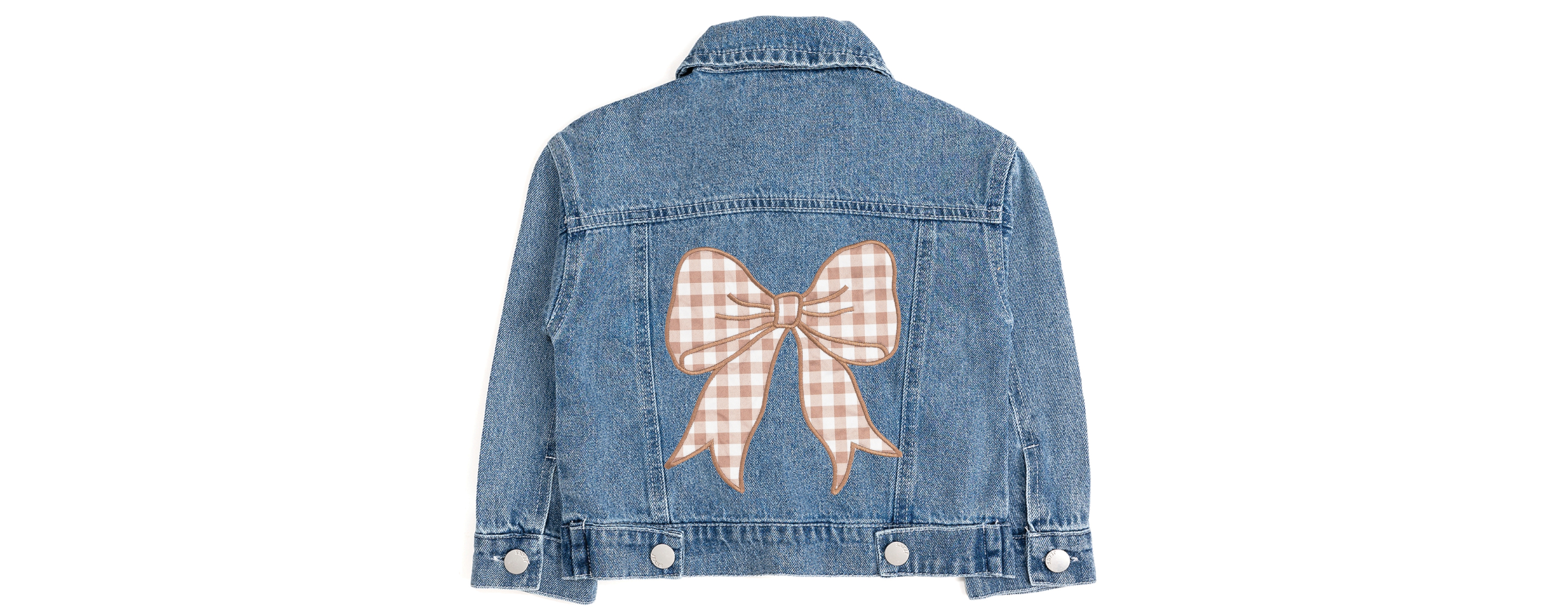 Sweet Wink Girls Gingham Bow Patch Denim Jacket