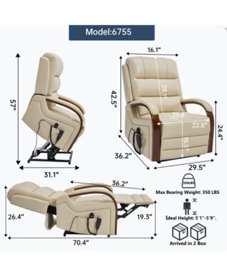 Power Lift Recliner Chair Dual Motor Infinite Position Up to 350 LBS with Solid Wood Armrests, Heat Massage and Heavy Duty Motion Mechanism