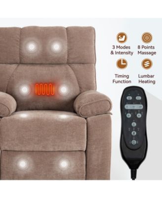 Heat Massage Dual Motor Infinite Position Up to 350 LBS Large Electric Power Lift Recliners with Hidden Cup Holders, Power-Remote
