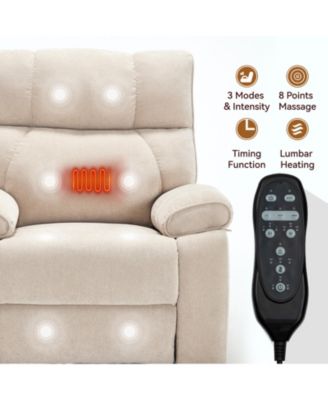 Heat Massage Dual Motor Infinite Position Up to 350 LBS Large Electric Power Lift Recliners with Hidden Cup Holders, Power-Remote