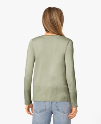 Women's V-Neck Wide-Hem Wide-Cuff Sweater