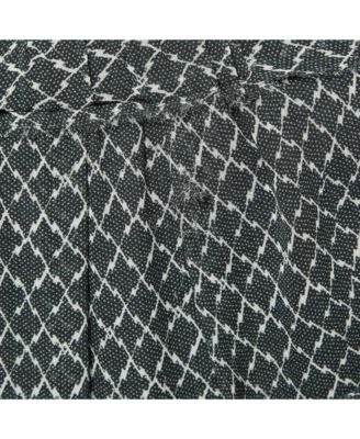 Women's Black/white Printed Silk Ruffled Short Skirt