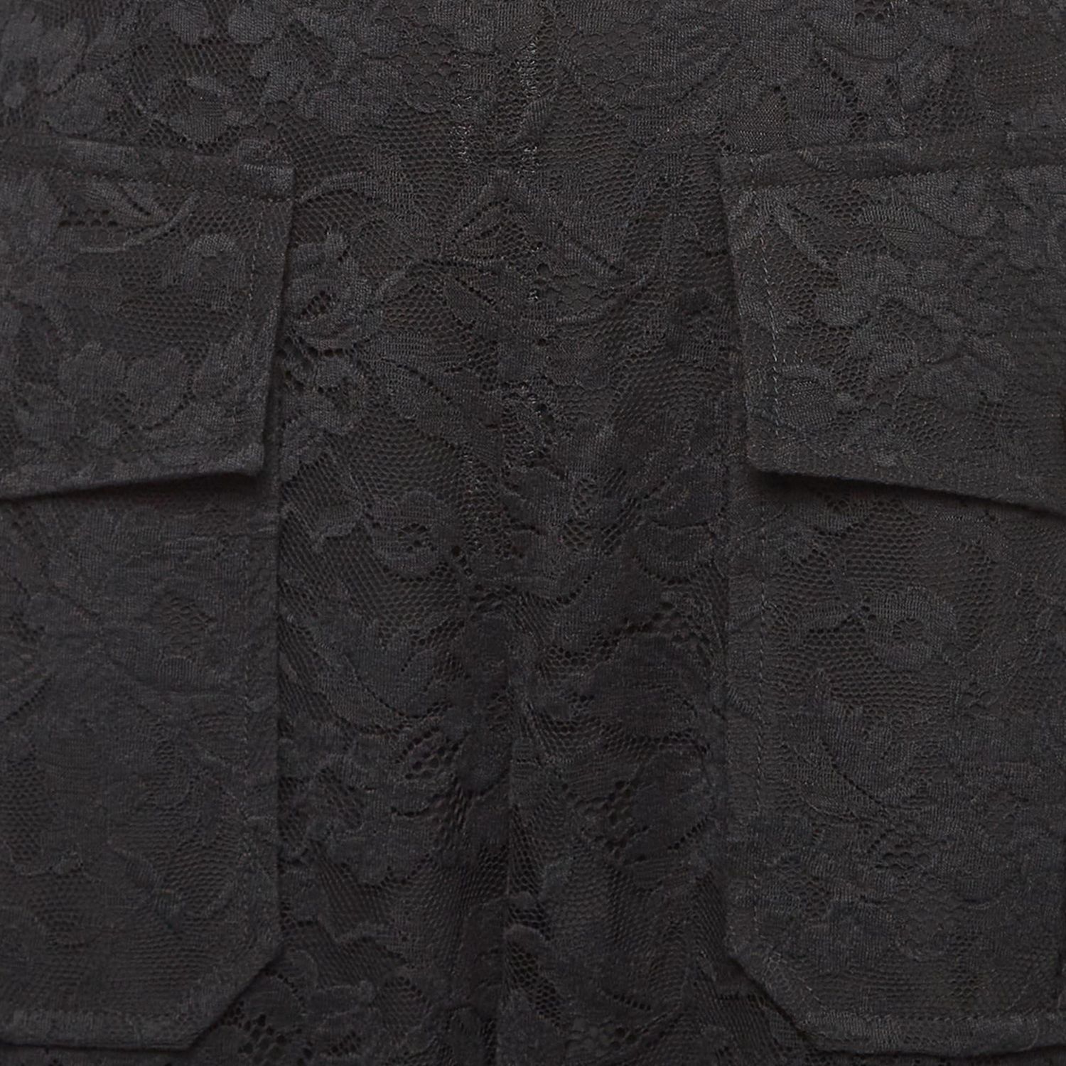 Women's Black Floral Pattern Lace Sheer Trousers