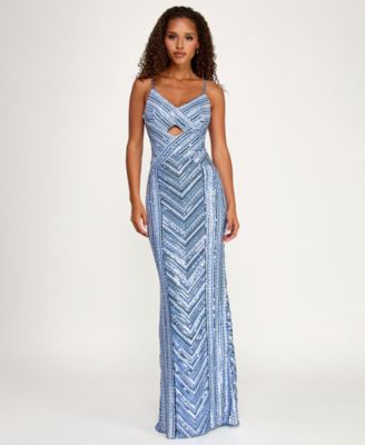 Women's All-Over Sequin Cut Out Long Gown