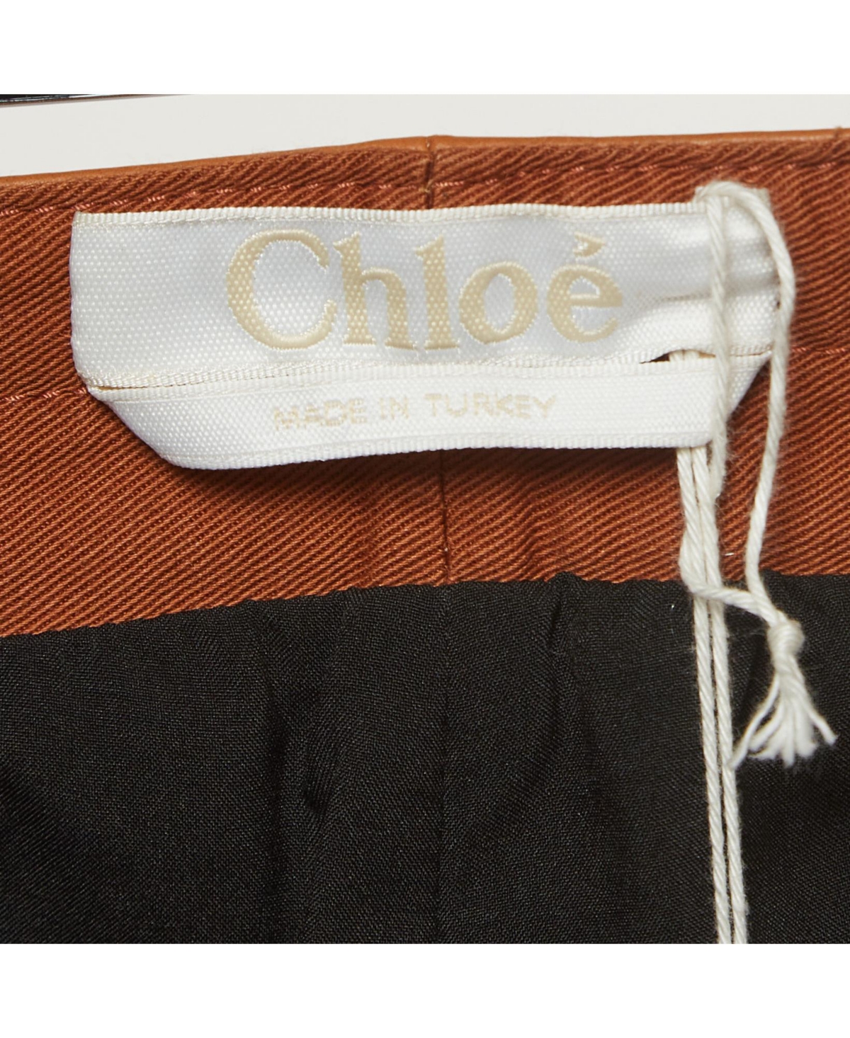 Pre-Owned Chloe Women's Havana Brown Leather Straight Leg Trousers