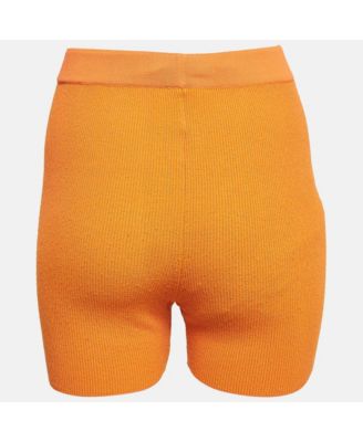 Women's Orange Rib Knit Le Short Arancia Biker Shorts