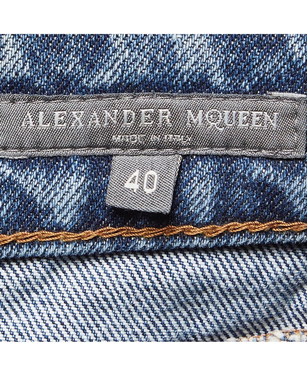 Pre-Owned Alexander Mcqueen Women's Blue Embroidered Denim Mini Skirt