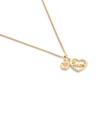 Faux Stone Charming Charms Signature Heart Pendant Necklace