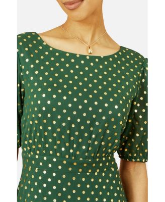 Women's Foil Spot Midi Dress With Scoop Back