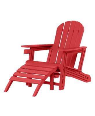 No-Tools Outdoor HDPE Patio Adirondack Chair with Patio Ottoman