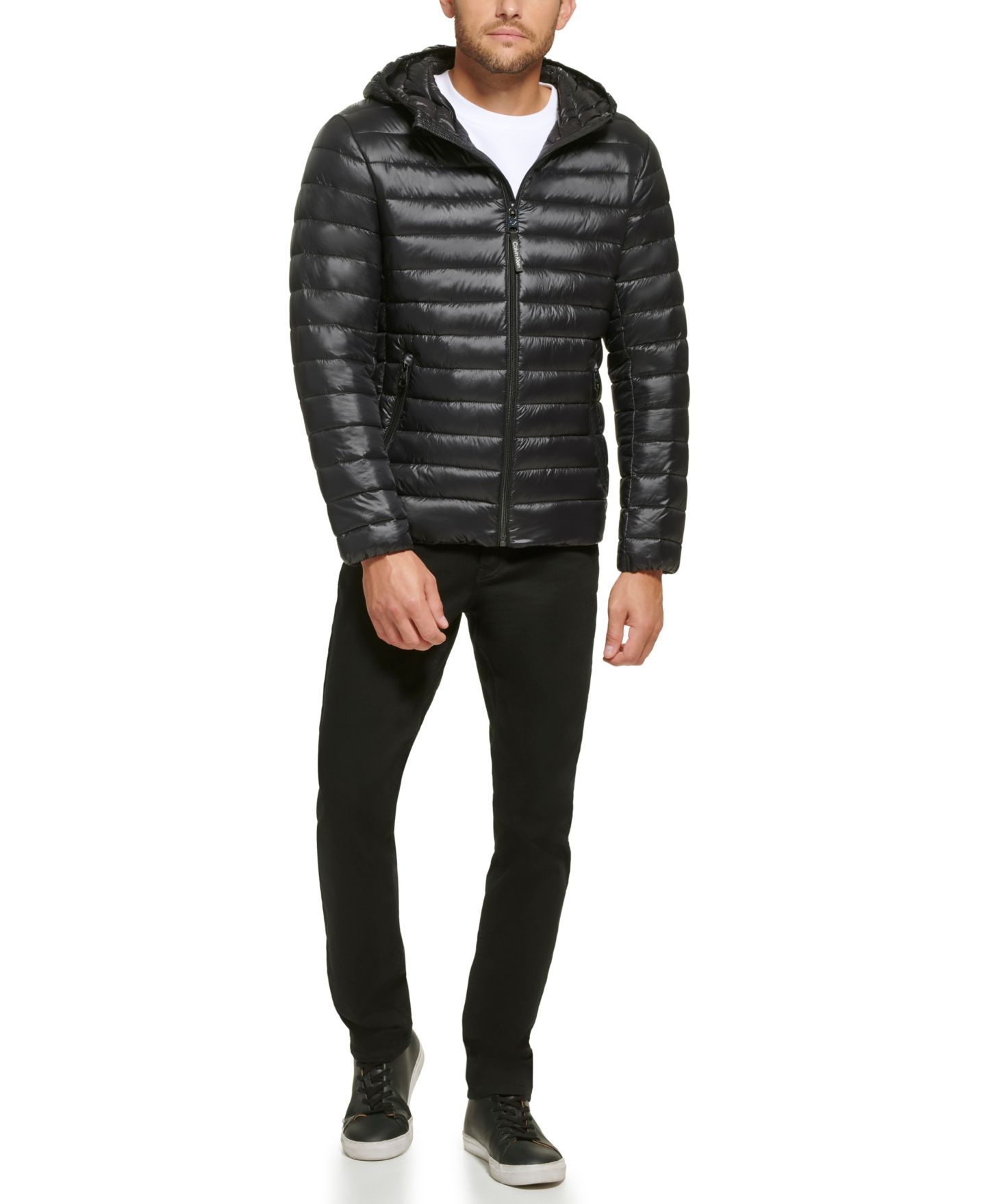 Мужская куртка Calvin Klein Hooded & Quilted Packable, цвет: Чёрный — фото 2