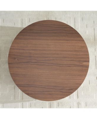 Streamdale 31.49" Round Coffee Table with Storage, Modern Walnut Pedestal Table