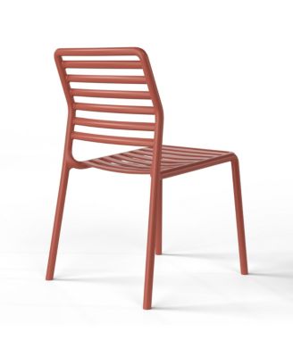 7-Piece Metal Rectangular Patio Dining Table Set With Stackable Plastic Dining Chairs For 6