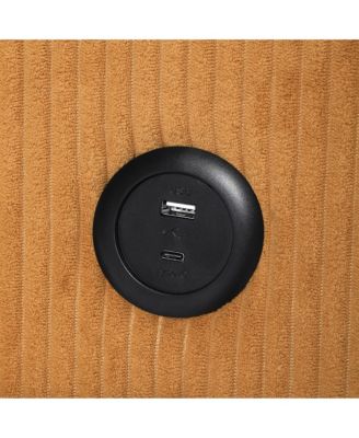 99" Modular Corduroy L-Shaped Sectional Sofa and Chaise With USB/Type-C Ports and Side Pockets